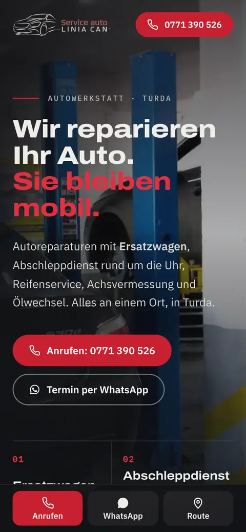 Website von Linia Can Start Stop auf dem Handy